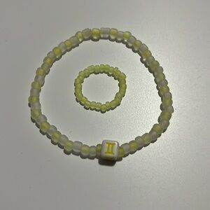 Gemini Yellow Bracelet and Ring Set, Stretchy
